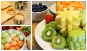 cortando as frutas em forma